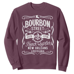 Bourbon Street French Quarter New Orleans Vintage Scrollwork Sweatshirt TS11 Maroon Print Your Wear