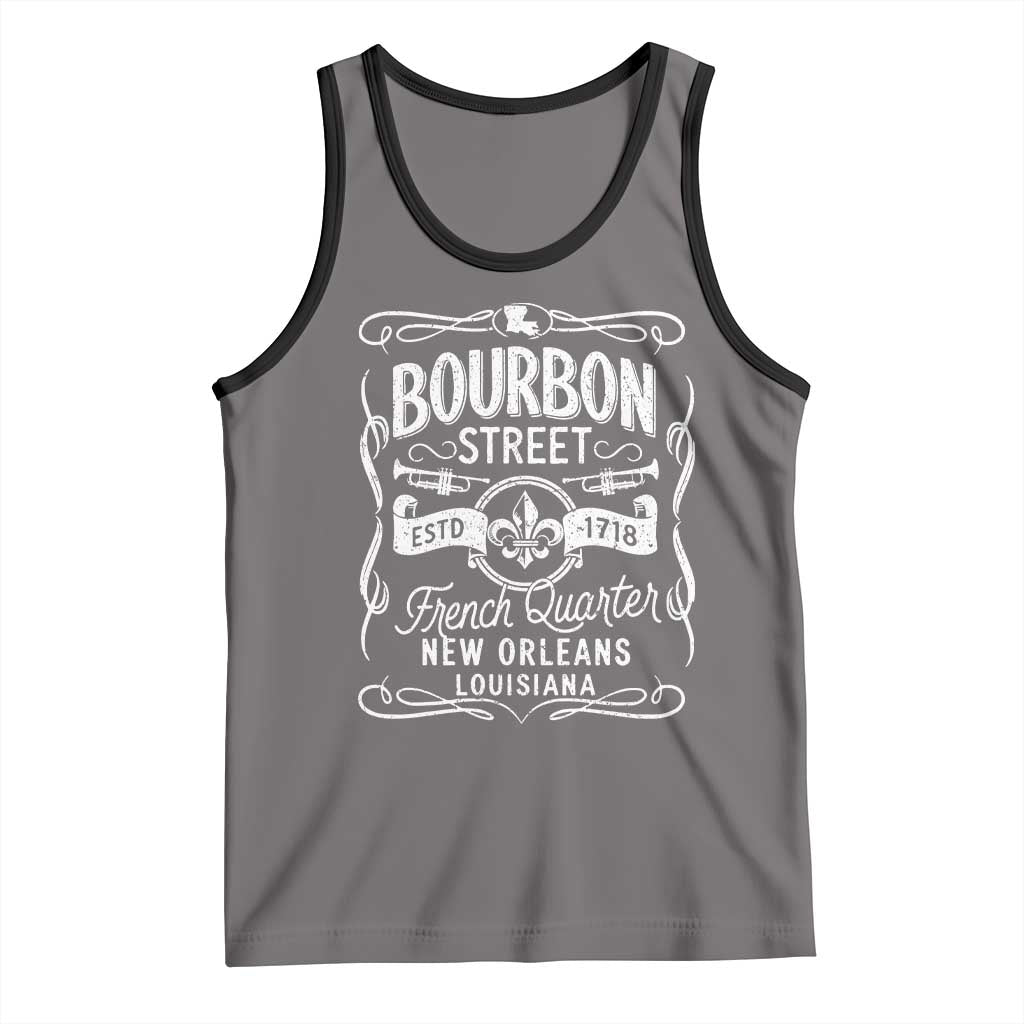 Bourbon Street French Quarter New Orleans Vintage Scrollwork Tank Top TS11 Deep Heather Black Print Your Wear