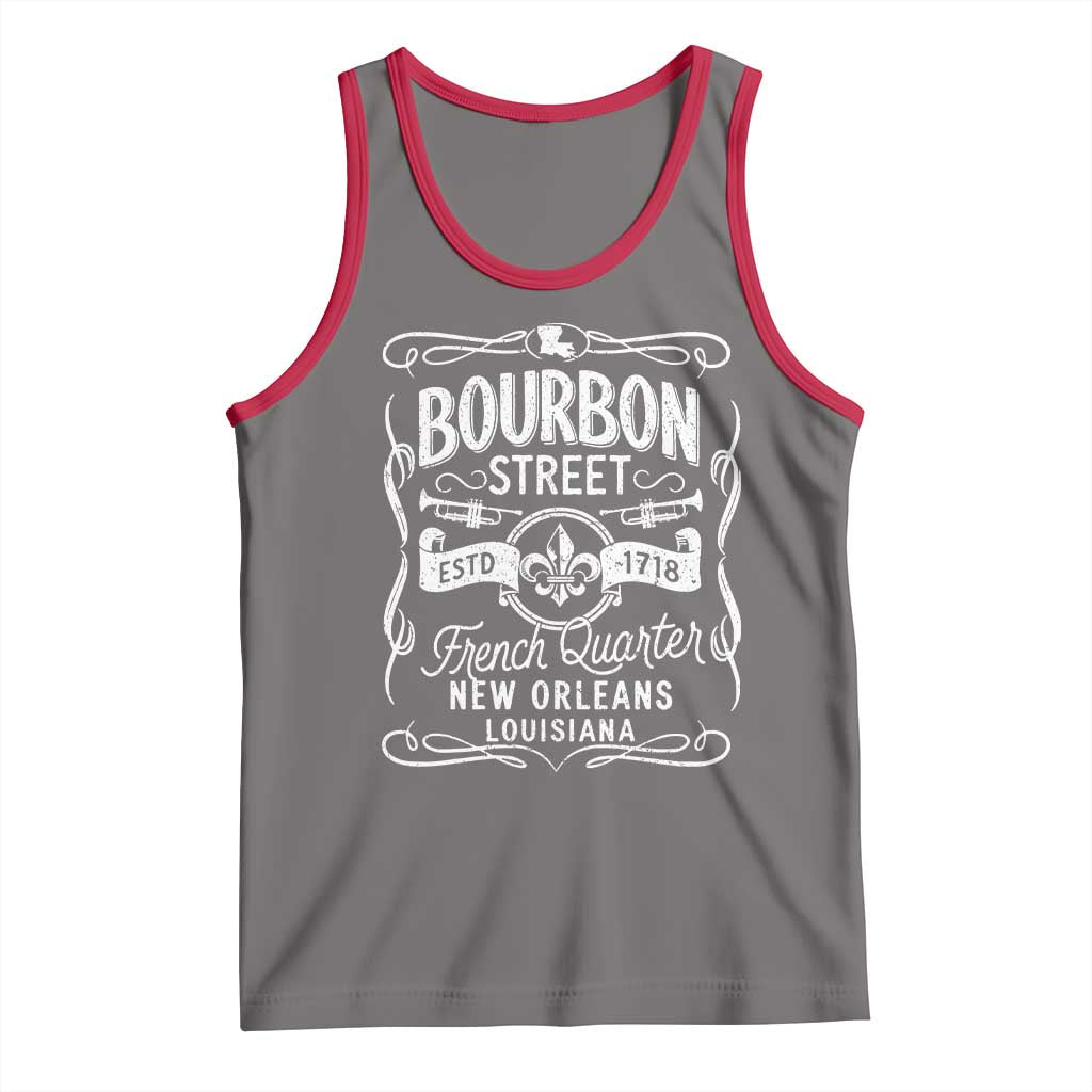 Bourbon Street French Quarter New Orleans Vintage Scrollwork Tank Top TS11 Deep Heather Red Print Your Wear