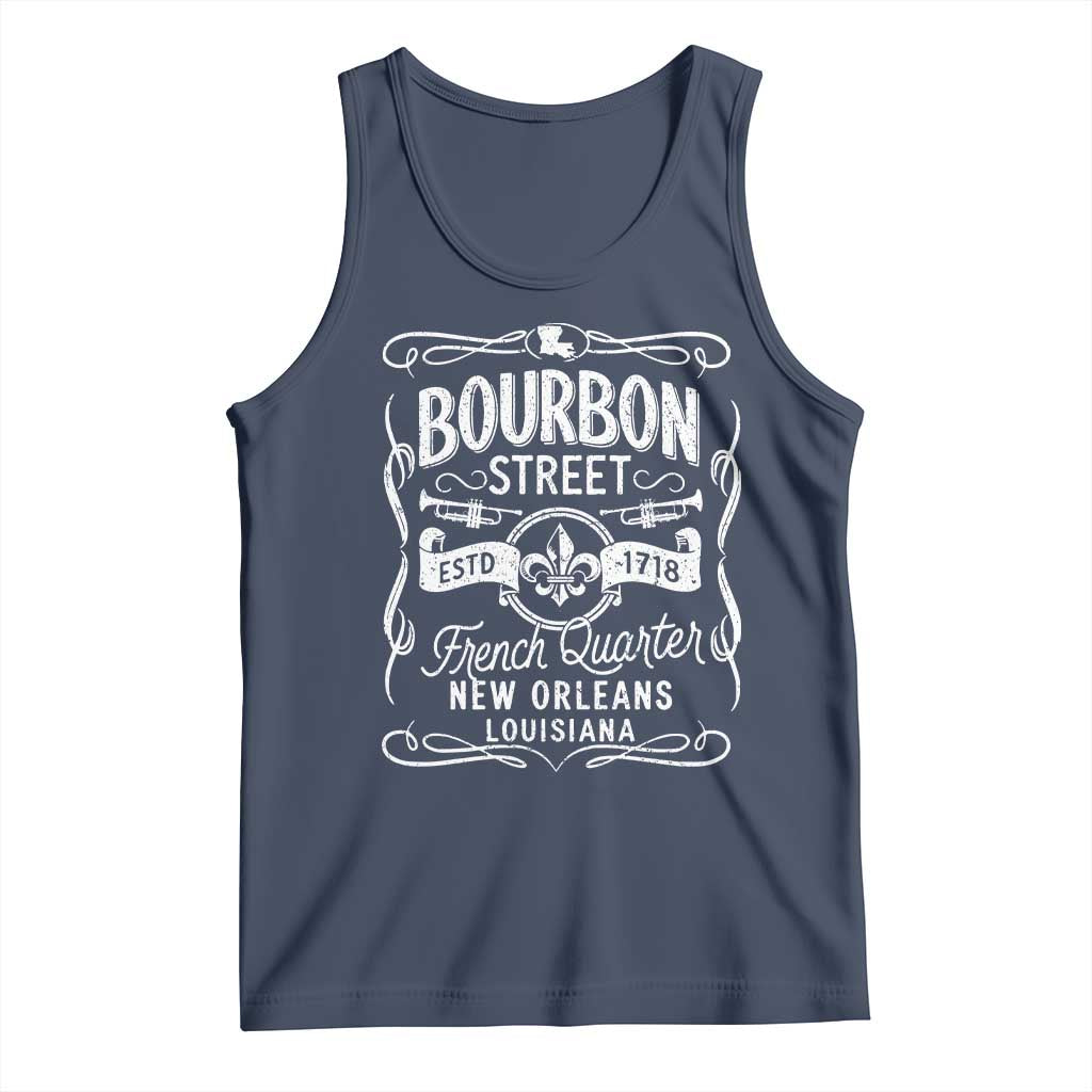 Bourbon Street French Quarter New Orleans Vintage Scrollwork Tank Top TS11 Navy Print Your Wear