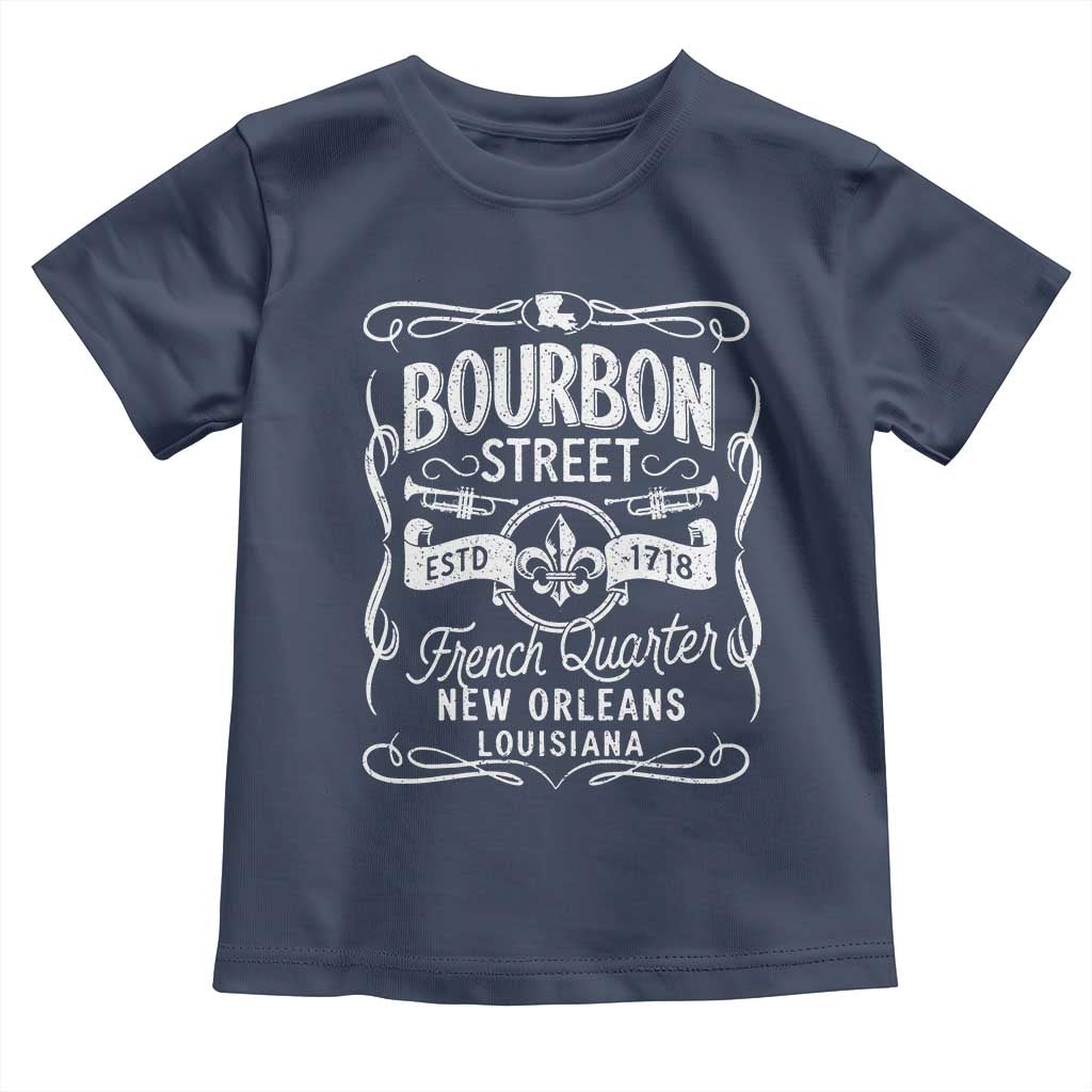 Bourbon Street French Quarter New Orleans Vintage Scrollwork Toddler T Shirt TS11 Navy Print Your Wear