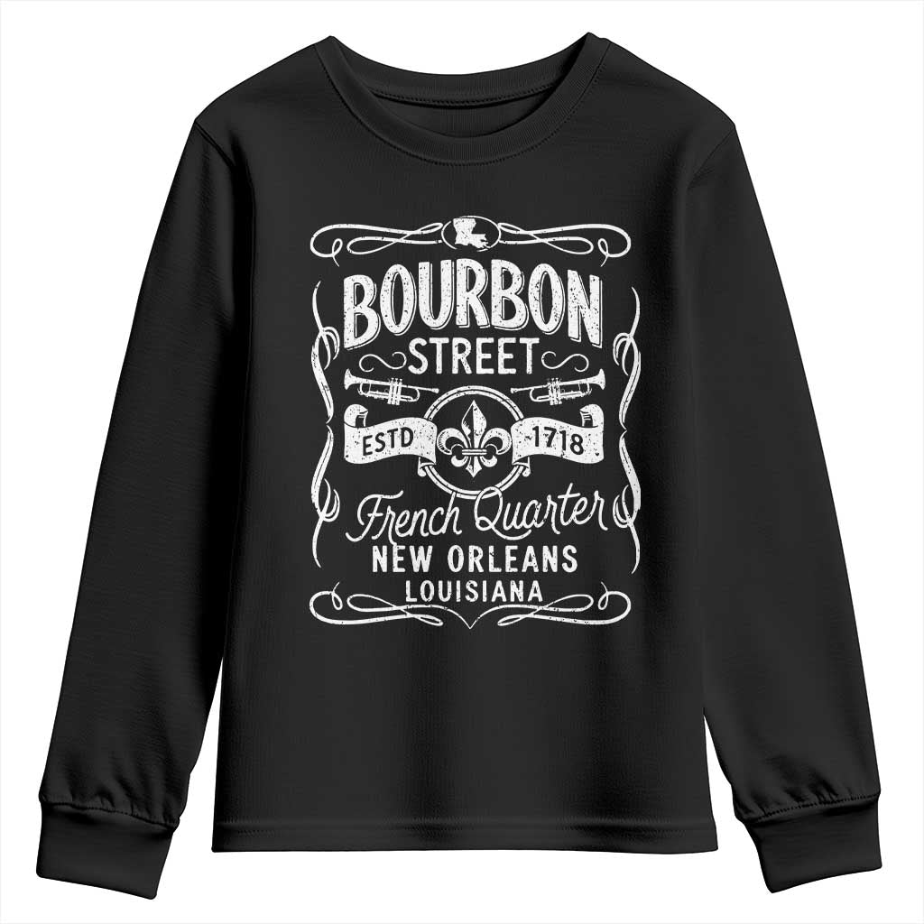 Bourbon Street French Quarter New Orleans Vintage Scrollwork Youth Sweatshirt TS11 Black Print Your Wear