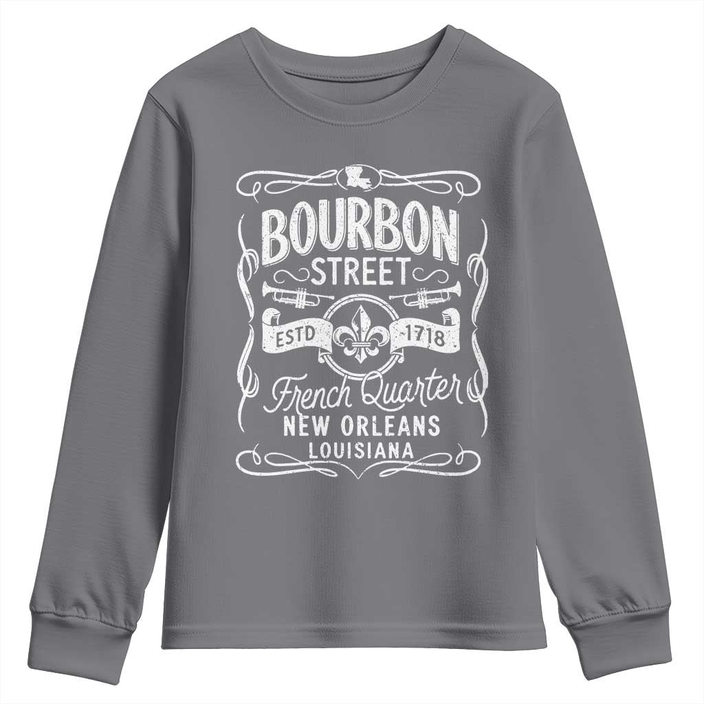 Bourbon Street French Quarter New Orleans Vintage Scrollwork Youth Sweatshirt TS11 Charcoal Print Your Wear