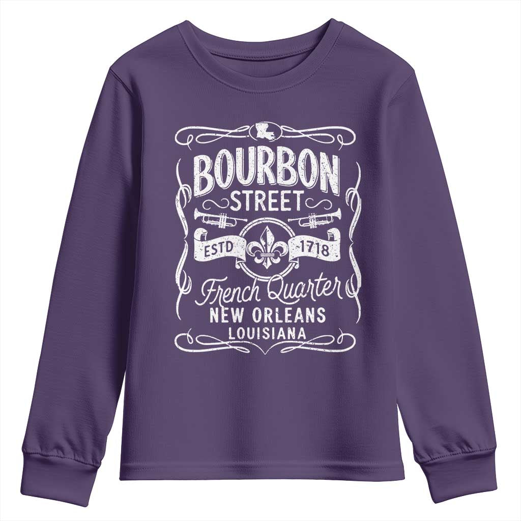 Bourbon Street French Quarter New Orleans Vintage Scrollwork Youth Sweatshirt TS11 Purple Print Your Wear