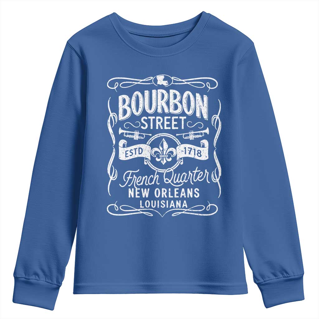 Bourbon Street French Quarter New Orleans Vintage Scrollwork Youth Sweatshirt TS11 Royal Blue Print Your Wear