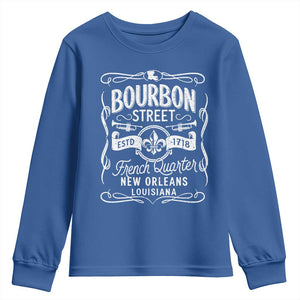 Bourbon Street French Quarter New Orleans Vintage Scrollwork Youth Sweatshirt TS11 Royal Blue Print Your Wear
