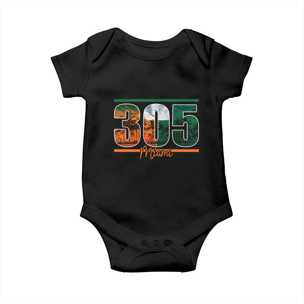 305 Miami Baby Onesie Area Code Florida FL Vintage Palm Trees TS11 Black Print Your Wear