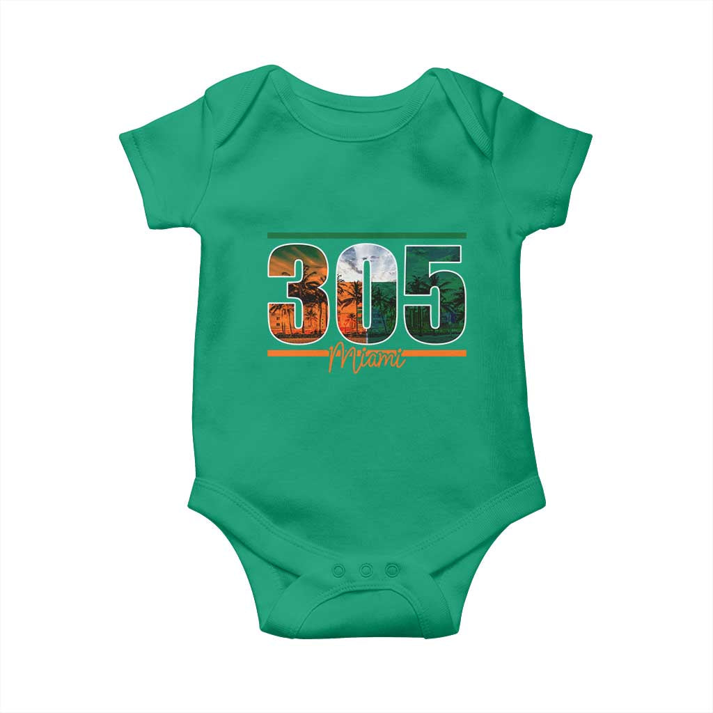 305 Miami Baby Onesie Area Code Florida FL Vintage Palm Trees TS11 Irish Green Print Your Wear