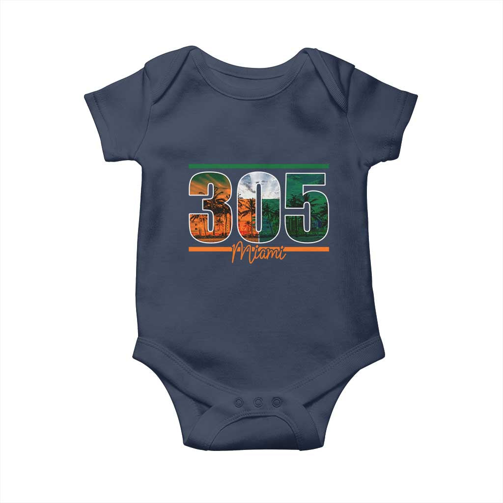 305 Miami Baby Onesie Area Code Florida FL Vintage Palm Trees TS11 Navy Print Your Wear