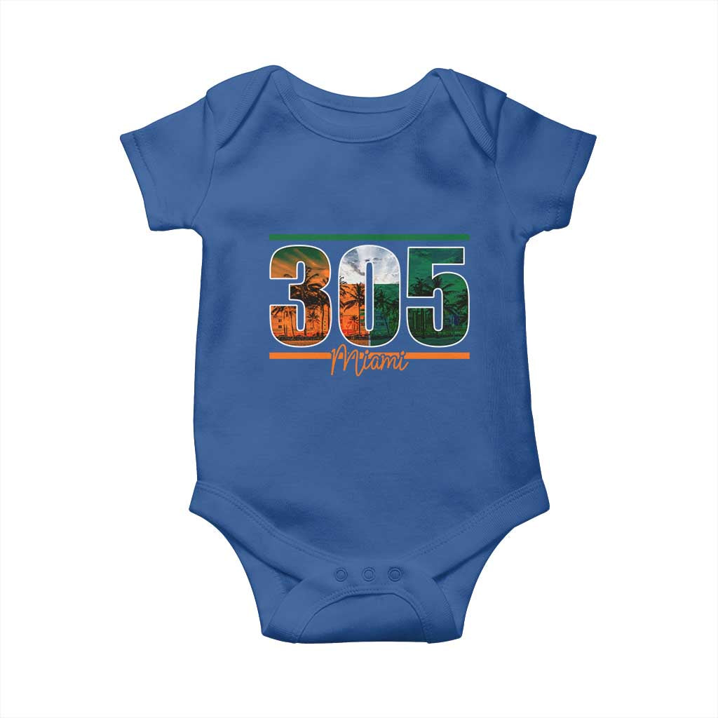 305 Miami Baby Onesie Area Code Florida FL Vintage Palm Trees TS11 Royal Blue Print Your Wear