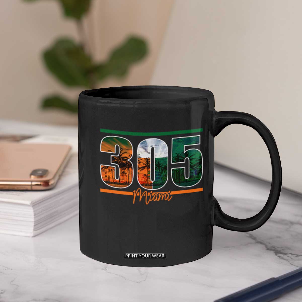 305 Miami Coffee Mug Area Code Florida FL Vintage Palm Trees TS11 Print Your Wear