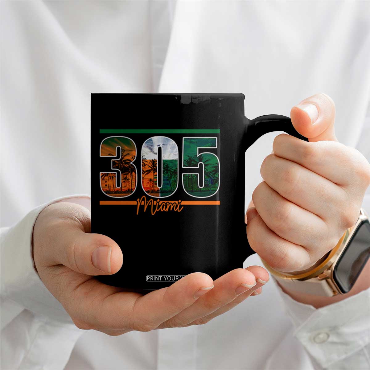 305 Miami Coffee Mug Area Code Florida FL Vintage Palm Trees TS11 Print Your Wear