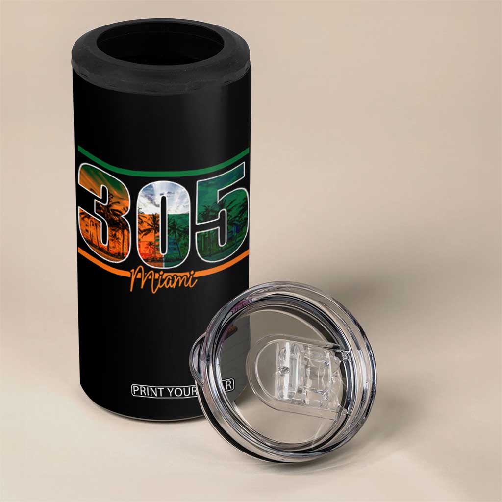 305 Miami 4 in 1 Can Cooler Tumbler Area Code Florida FL Vintage Palm Trees TS11 Print Your Wear
