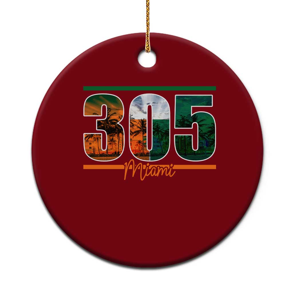 305 Miami Ceramic Ornament Area Code Florida FL Vintage Palm Trees TS11 1pc Red Print Your Wear