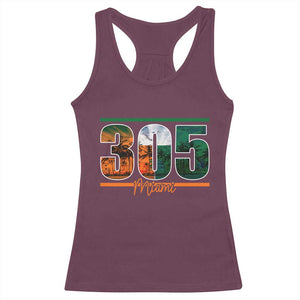 305 Miami Racerback Tank Top Area Code Florida FL Vintage Palm Trees TS11 Maroon Print Your Wear