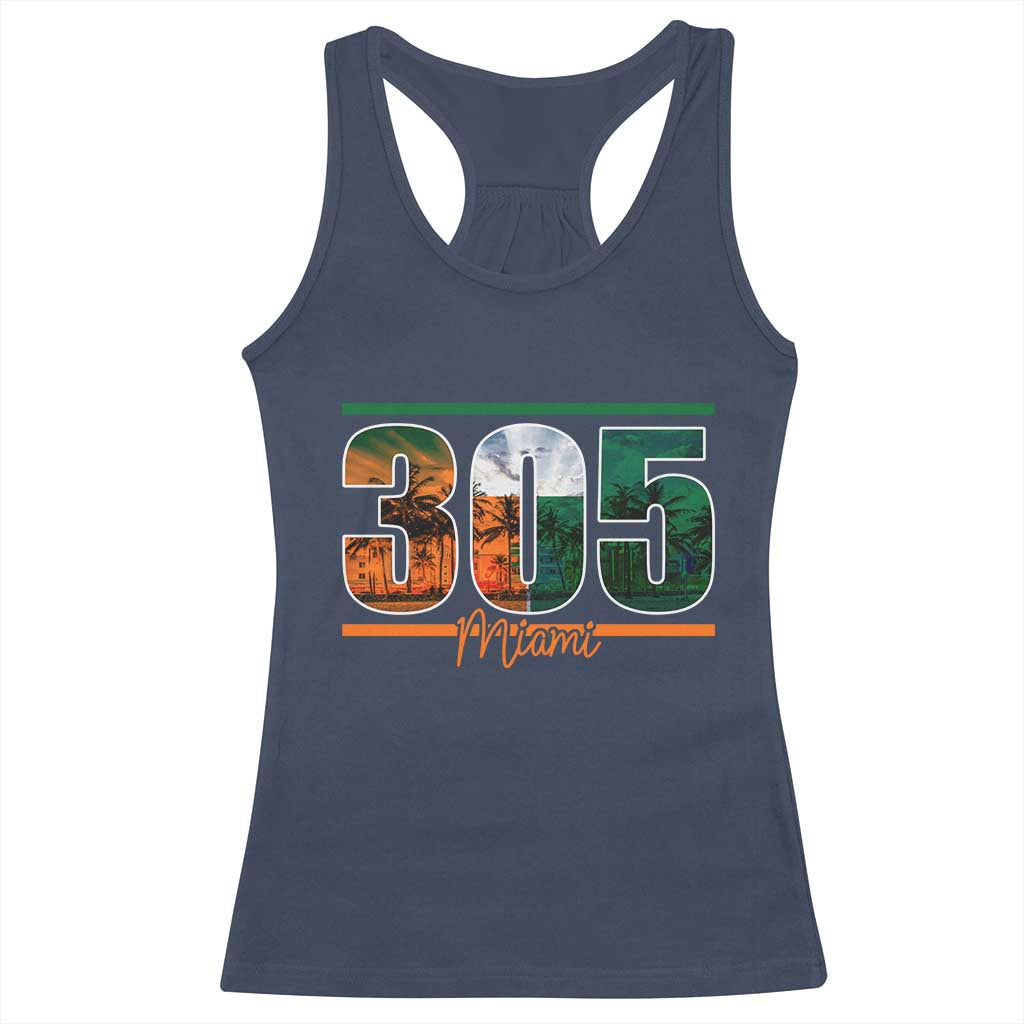 305 Miami Racerback Tank Top Area Code Florida FL Vintage Palm Trees TS11 Navy Print Your Wear