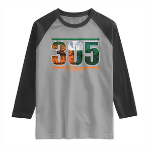 305 Miami Raglan Shirt Area Code Florida FL Vintage Palm Trees TS11 Sport Gray Black Print Your Wear