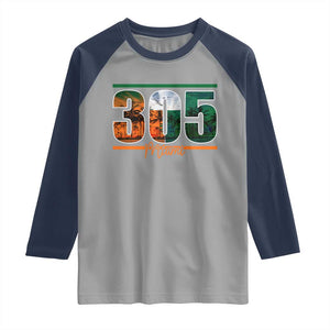 305 Miami Raglan Shirt Area Code Florida FL Vintage Palm Trees TS11 Sport Gray Navy Print Your Wear