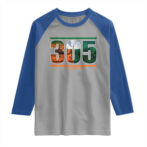 305 Miami Raglan Shirt Area Code Florida FL Vintage Palm Trees TS11 Sport Gray Royal Print Your Wear