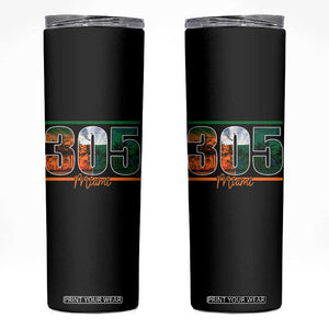 305 Miami Skinny Tumbler Area Code Florida FL Vintage Palm Trees TS11 Black Print Your Wear