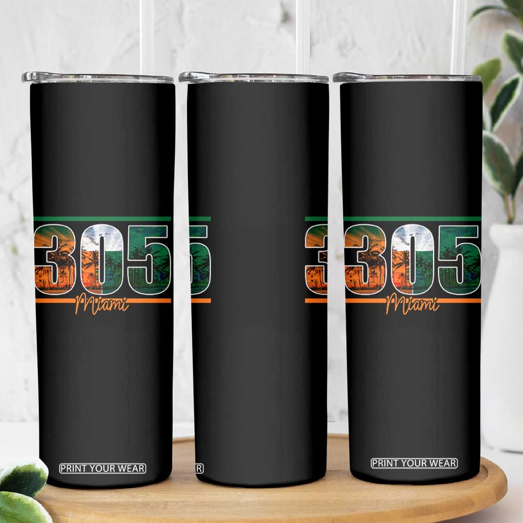 305 Miami Skinny Tumbler Area Code Florida FL Vintage Palm Trees TS11 Print Your Wear