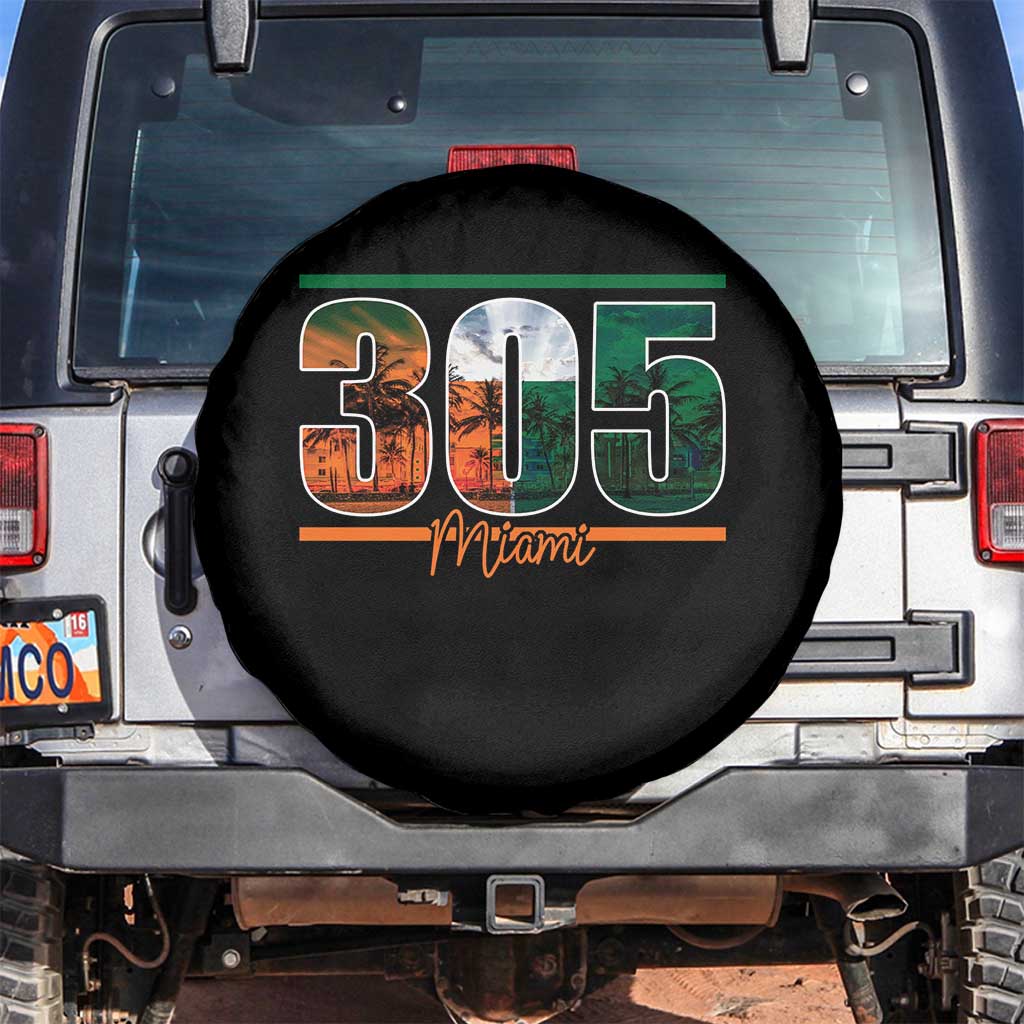 305 Miami Spare Tire Cover Area Code Florida FL Vintage Palm Trees TS11 No hole Black Print Your Wear