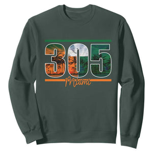 305 Miami Sweatshirt Area Code Florida FL Vintage Palm Trees TS11 Dark Forest Green Print Your Wear