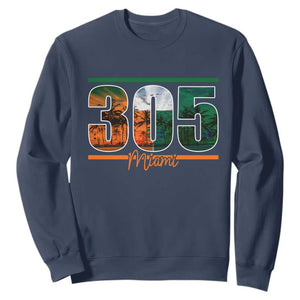 305 Miami Sweatshirt Area Code Florida FL Vintage Palm Trees TS11 Navy Print Your Wear