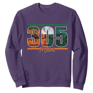 305 Miami Sweatshirt Area Code Florida FL Vintage Palm Trees TS11 Purple Print Your Wear