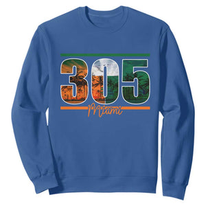 305 Miami Sweatshirt Area Code Florida FL Vintage Palm Trees TS11 Royal Blue Print Your Wear