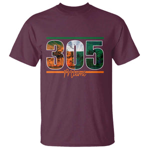 305 Miami T Shirt Area Code Florida FL Vintage Palm Trees TS11 Maroon Print Your Wear