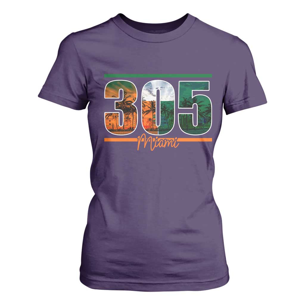 305 Miami T Shirt For Women Area Code Florida FL Vintage Palm Trees TS11 Purple Print Your Wear