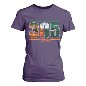 305 Miami T Shirt For Women Area Code Florida FL Vintage Palm Trees TS11 Purple Print Your Wear