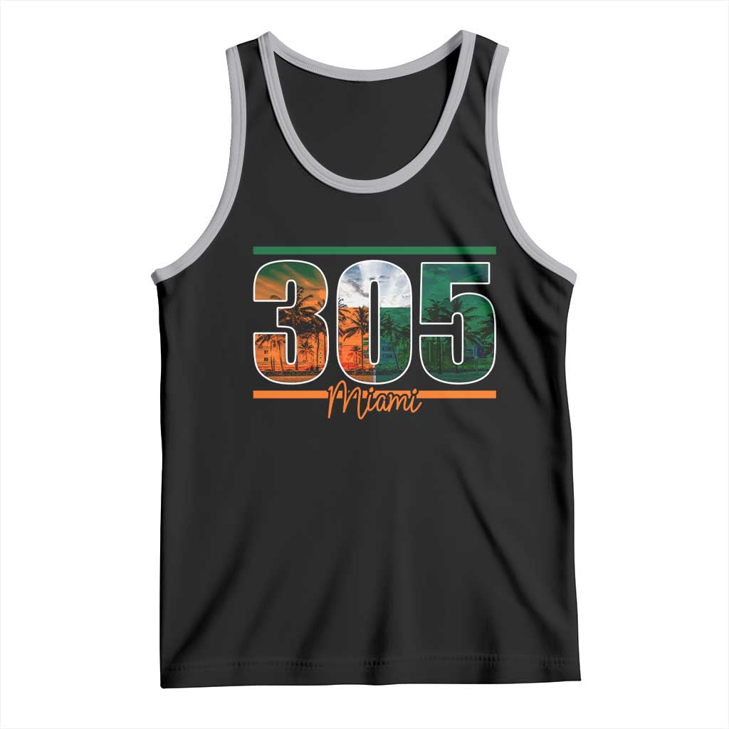 305 Miami Tank Top Area Code Florida FL Vintage Palm Trees TS11 Black Athletic Heather Print Your Wear
