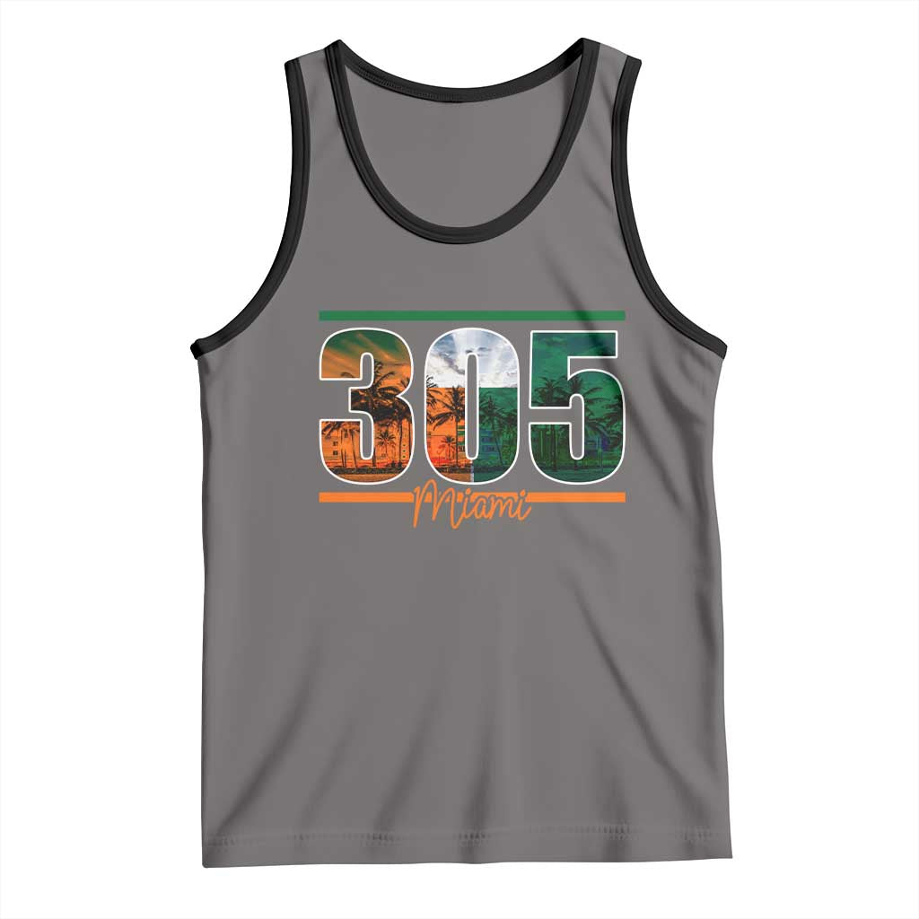 305 Miami Tank Top Area Code Florida FL Vintage Palm Trees TS11 Deep Heather Black Print Your Wear