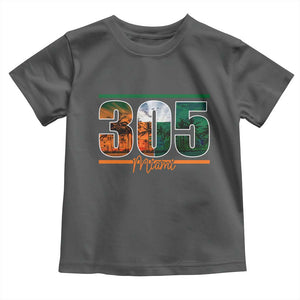 305 Miami Toddler T Shirt Area Code Florida FL Vintage Palm Trees TS11 Dark Heather Print Your Wear