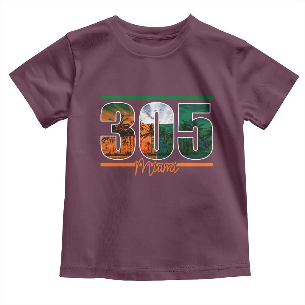 305 Miami Toddler T Shirt Area Code Florida FL Vintage Palm Trees TS11 Maroon Print Your Wear