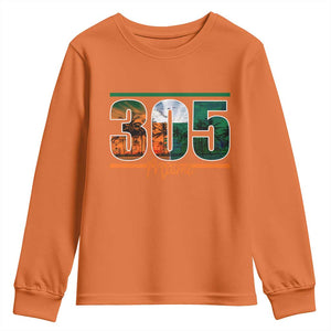 305 Miami Youth Sweatshirt Area Code Florida FL Vintage Palm Trees TS11 Orange Print Your Wear