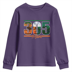 305 Miami Youth Sweatshirt Area Code Florida FL Vintage Palm Trees TS11 Purple Print Your Wear
