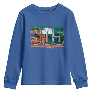 305 Miami Youth Sweatshirt Area Code Florida FL Vintage Palm Trees TS11 Royal Blue Print Your Wear