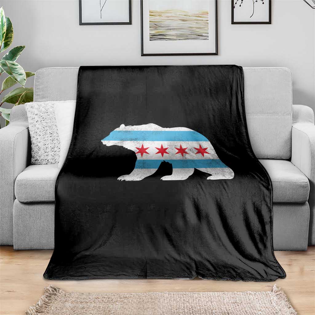 Vintage Chicago Flag Illinois State Bear Lover Throw Blanket TS11 Print Your Wear
