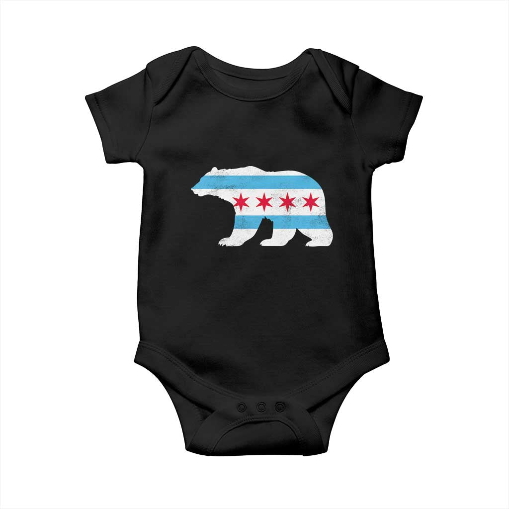 Vintage Chicago Flag Illinois State Bear Lover Baby Onesie TS11 Black Print Your Wear