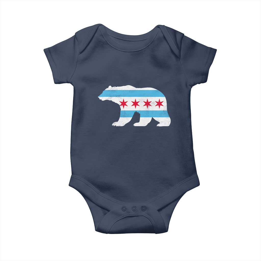 Vintage Chicago Flag Illinois State Bear Lover Baby Onesie TS11 Navy Print Your Wear
