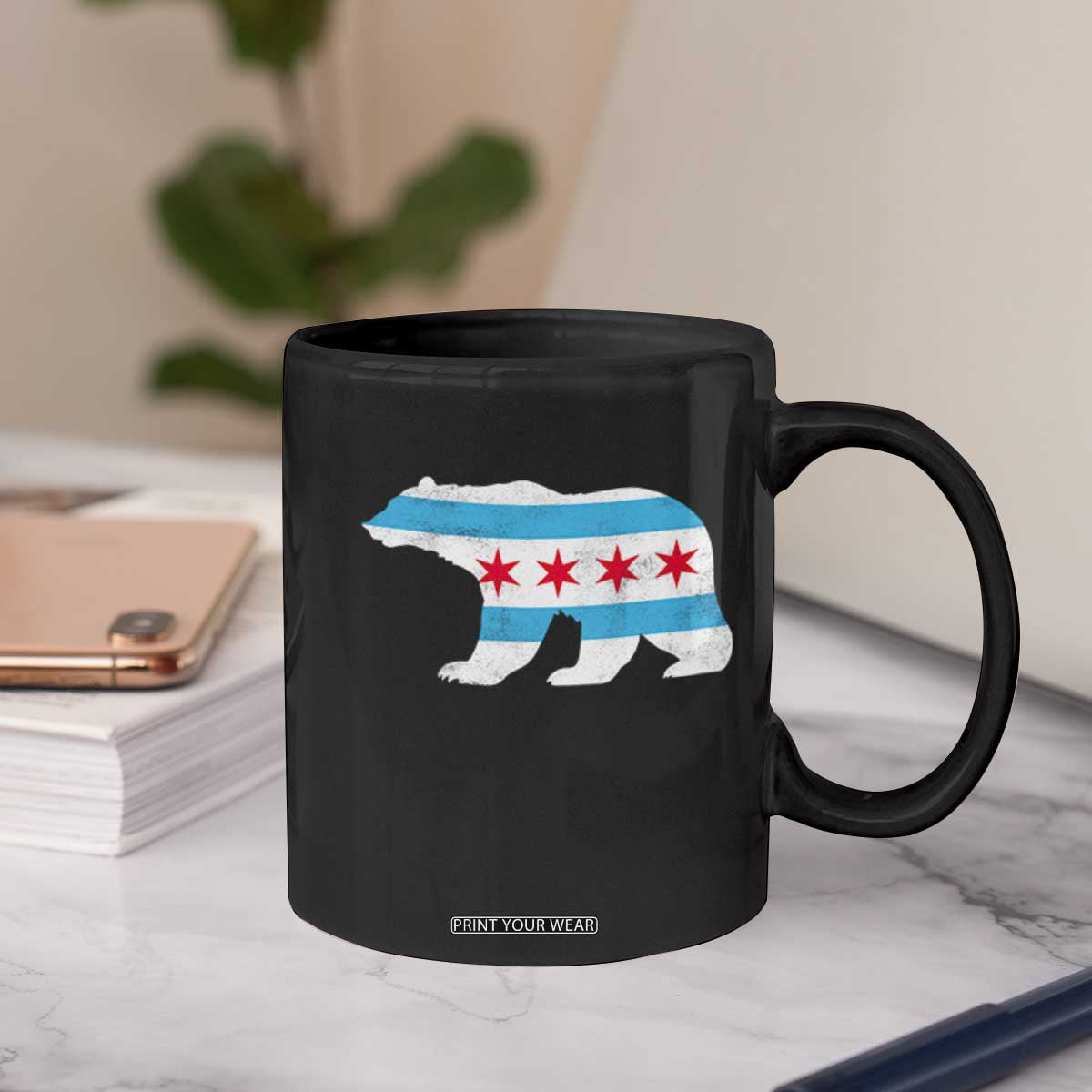 Vintage Chicago Flag Illinois State Bear Lover Coffee Mug TS11 Print Your Wear
