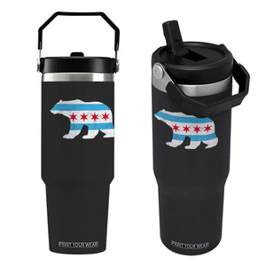 Vintage Chicago Flag Illinois State Bear Lover Flip Straw Tumbler TS11 One Size: 30 oz Black Print Your Wear