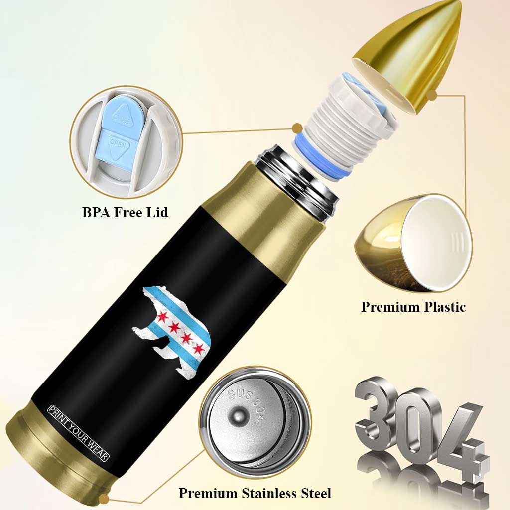 Vintage Chicago Flag Illinois State Bear Lover Bullet Tumbler TS11 Print Your Wear