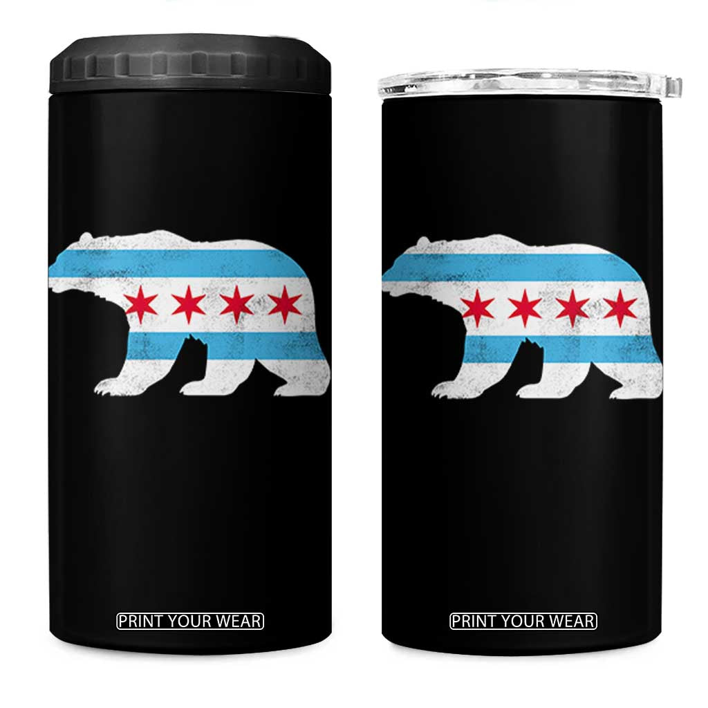Vintage Chicago Flag Illinois State Bear Lover 4 in 1 Can Cooler Tumbler TS11 One Size: 16 oz Black Print Your Wear
