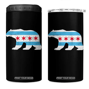 Vintage Chicago Flag Illinois State Bear Lover 4 in 1 Can Cooler Tumbler TS11 One Size: 16 oz Black Print Your Wear