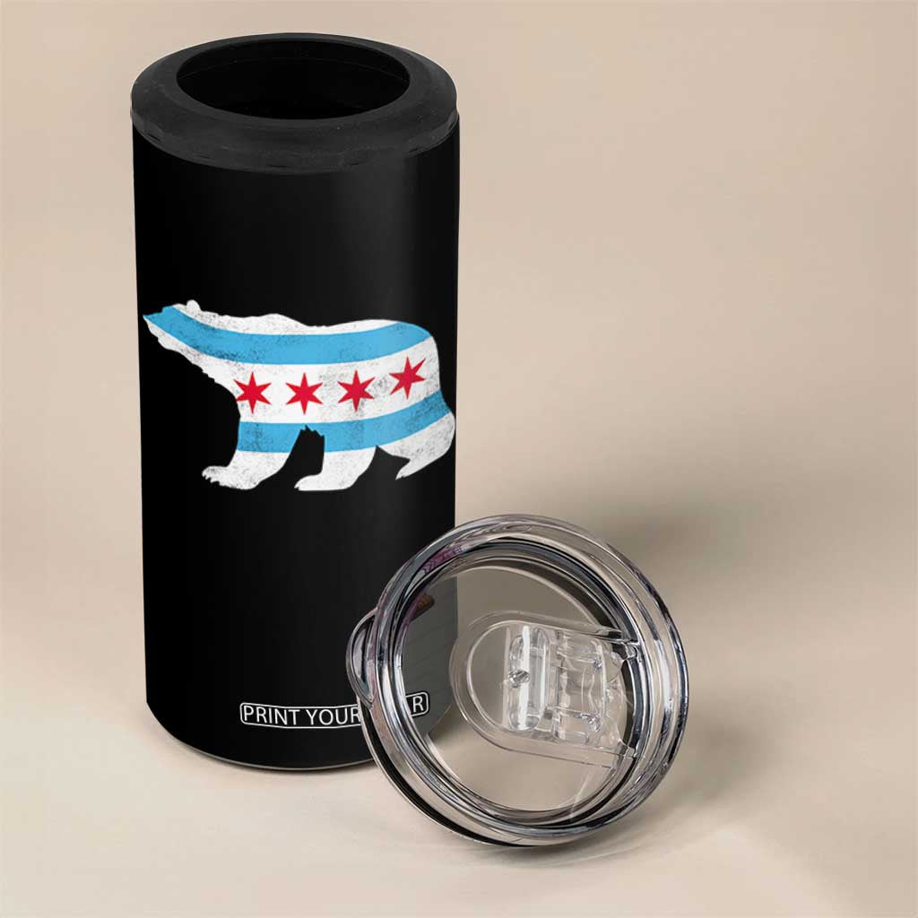 Vintage Chicago Flag Illinois State Bear Lover 4 in 1 Can Cooler Tumbler TS11 Print Your Wear
