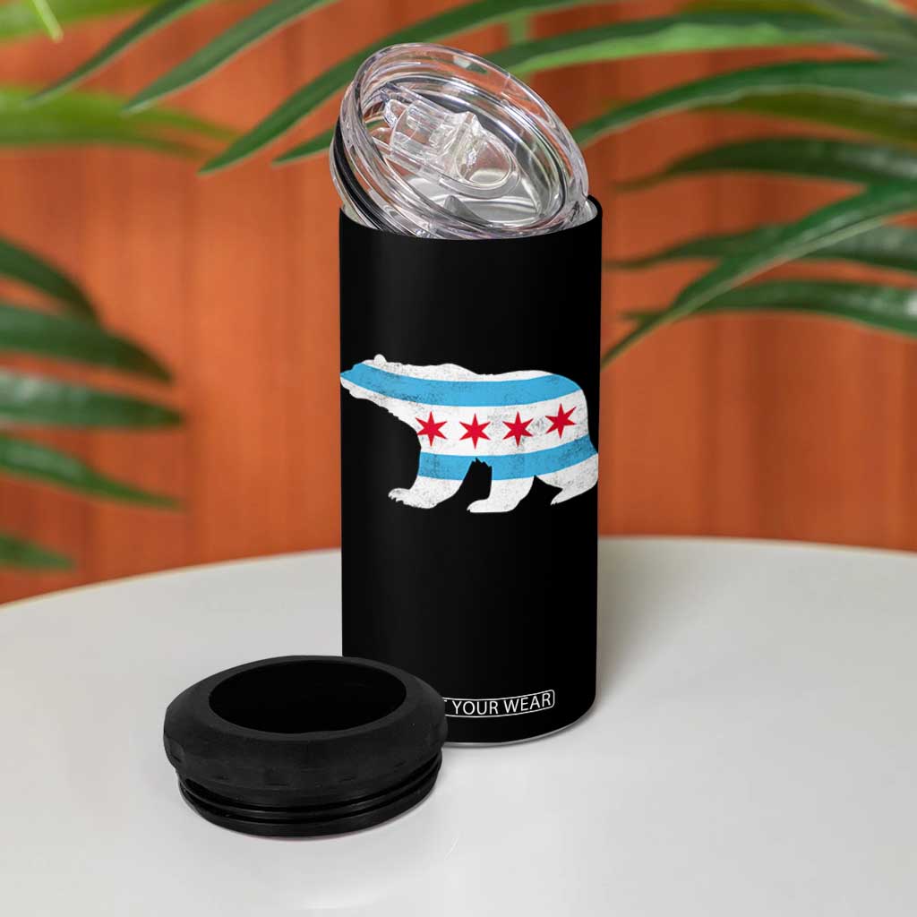 Vintage Chicago Flag Illinois State Bear Lover 4 in 1 Can Cooler Tumbler TS11 Print Your Wear